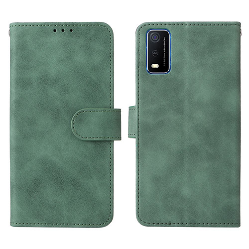 Leather Case Stands Flip Cover Holder L01Z for Vivo Y3s (2021) Green