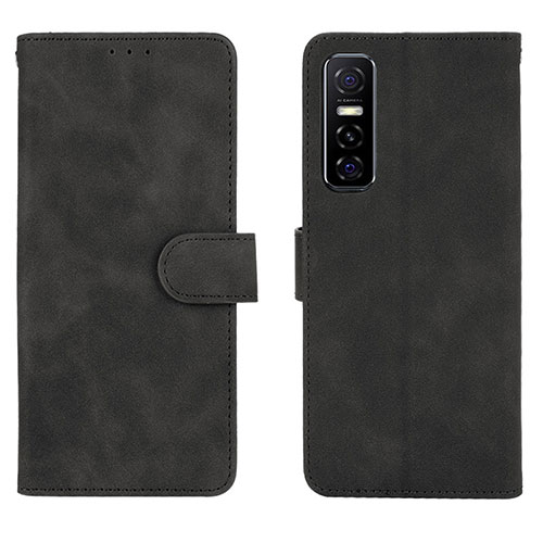 Leather Case Stands Flip Cover Holder L01Z for Vivo Y73s 5G Black