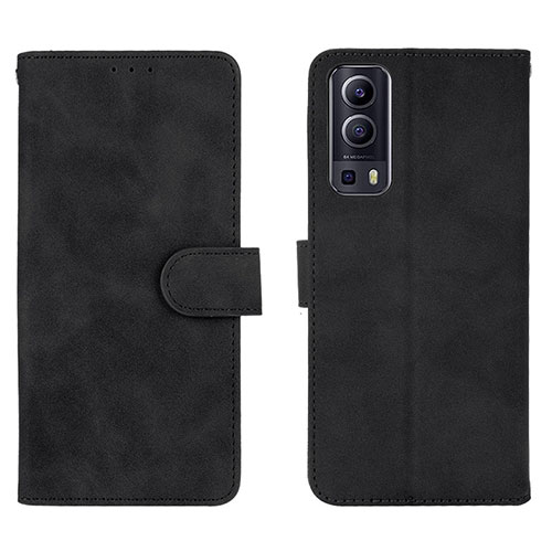 Leather Case Stands Flip Cover Holder L01Z for Vivo Y75s 5G Black