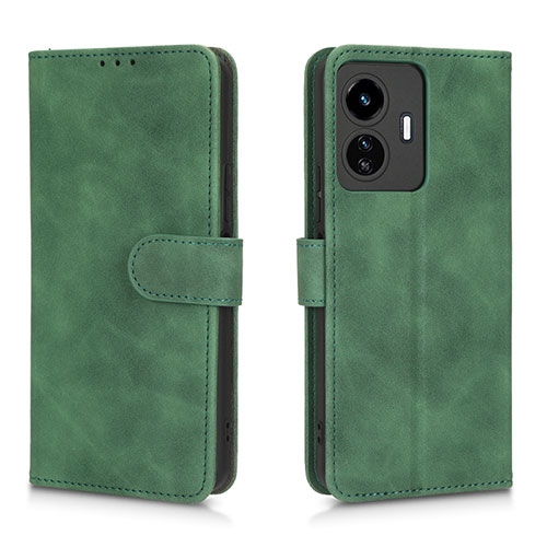 Leather Case Stands Flip Cover Holder L01Z for Vivo Y77e 5G Green