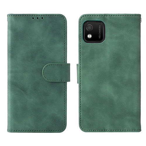 Leather Case Stands Flip Cover Holder L01Z for Wiko Y52 Green