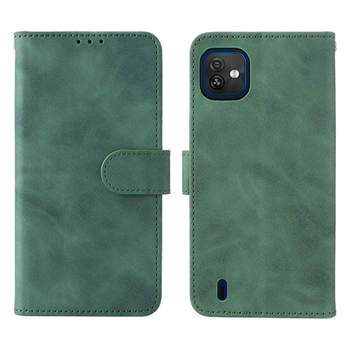 Leather Case Stands Flip Cover Holder L01Z for Wiko Y82 Green