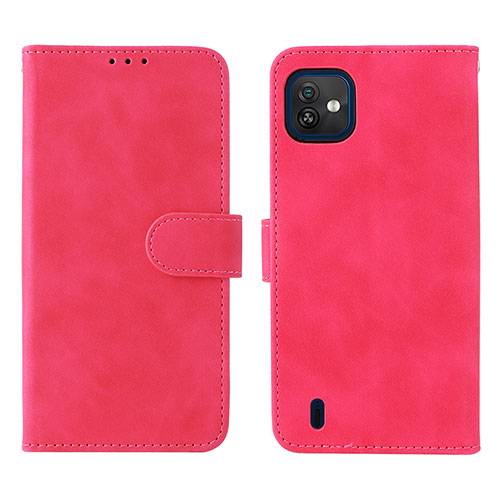 Leather Case Stands Flip Cover Holder L01Z for Wiko Y82 Hot Pink