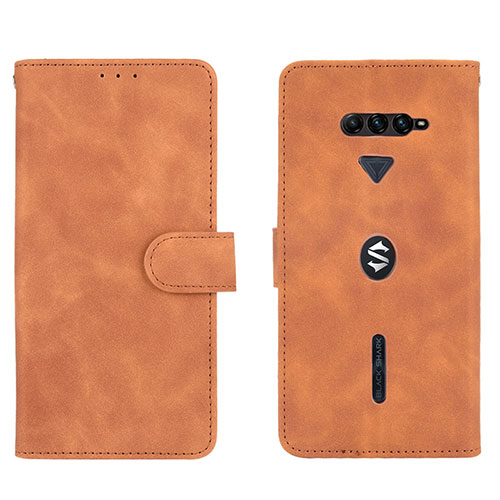 Leather Case Stands Flip Cover Holder L01Z for Xiaomi Black Shark 4 5G Brown