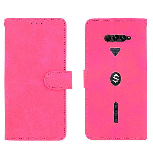 Leather Case Stands Flip Cover Holder L01Z for Xiaomi Black Shark 4 5G Hot Pink