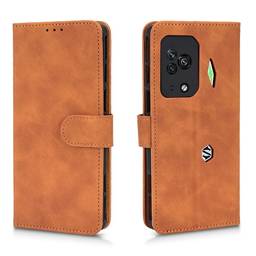 Leather Case Stands Flip Cover Holder L01Z for Xiaomi Black Shark 5 Pro 5G Brown