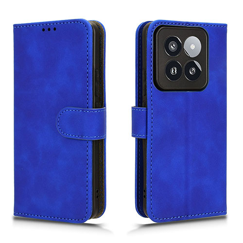 Leather Case Stands Flip Cover Holder L01Z for Xiaomi Mi 14 5G Blue