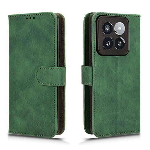 Leather Case Stands Flip Cover Holder L01Z for Xiaomi Mi 14 5G Green