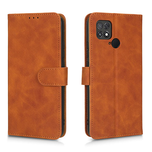 Leather Case Stands Flip Cover Holder L01Z for Xiaomi Poco C40 Brown