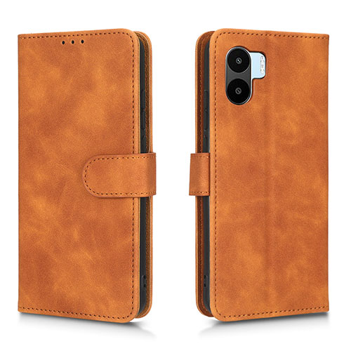 Leather Case Stands Flip Cover Holder L01Z for Xiaomi Poco C51 Brown