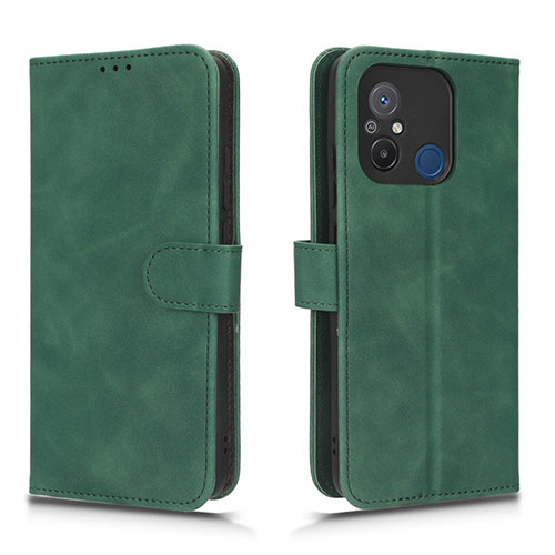 Leather Case Stands Flip Cover Holder L01Z for Xiaomi Poco C55 Green