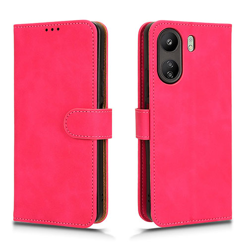 Leather Case Stands Flip Cover Holder L01Z for Xiaomi Poco C65 Hot Pink