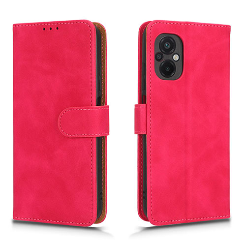 Leather Case Stands Flip Cover Holder L01Z for Xiaomi Poco M5 4G Hot Pink