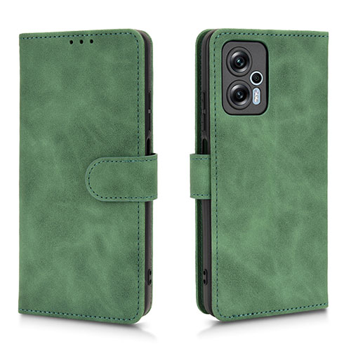 Leather Case Stands Flip Cover Holder L01Z for Xiaomi Poco X4 GT 5G Green