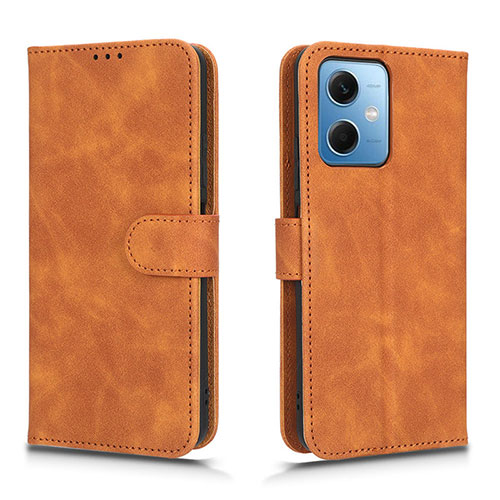 Leather Case Stands Flip Cover Holder L01Z for Xiaomi Poco X5 5G Brown