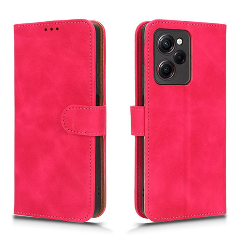 Leather Case Stands Flip Cover Holder L01Z for Xiaomi Poco X5 Pro 5G Hot Pink