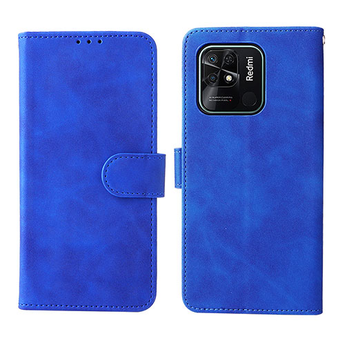 Leather Case Stands Flip Cover Holder L01Z for Xiaomi Redmi 10 India Blue