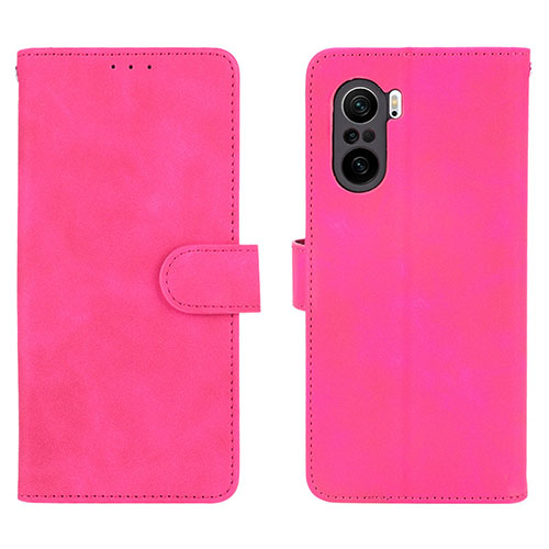 Leather Case Stands Flip Cover Holder L01Z for Xiaomi Redmi K40 5G Hot Pink