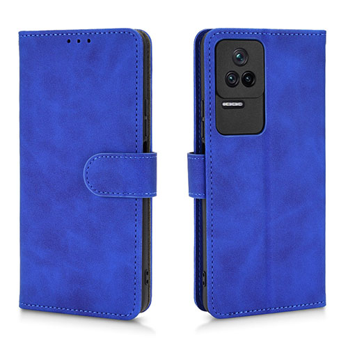 Leather Case Stands Flip Cover Holder L01Z for Xiaomi Redmi K40S 5G Blue