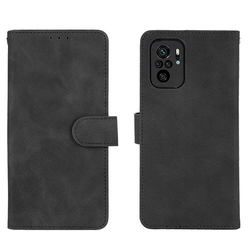 Leather Case Stands Flip Cover Holder L01Z for Xiaomi Redmi Note 10 4G Black