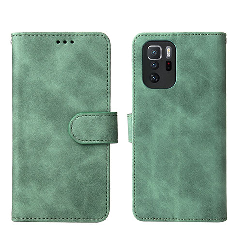 Leather Case Stands Flip Cover Holder L01Z for Xiaomi Redmi Note 10 Pro 5G Green
