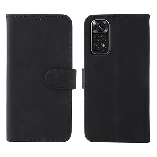 Leather Case Stands Flip Cover Holder L01Z for Xiaomi Redmi Note 11 4G (2022) Black