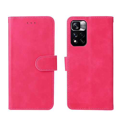 Leather Case Stands Flip Cover Holder L01Z for Xiaomi Redmi Note 11 5G Hot Pink