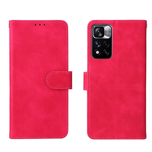 Leather Case Stands Flip Cover Holder L01Z for Xiaomi Redmi Note 11 Pro+ Plus 5G Hot Pink