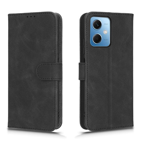 Leather Case Stands Flip Cover Holder L01Z for Xiaomi Redmi Note 12 5G Black