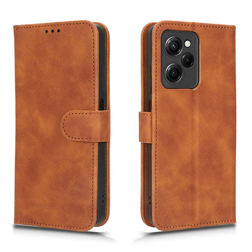 Leather Case Stands Flip Cover Holder L01Z for Xiaomi Redmi Note 12 Pro Speed 5G Brown