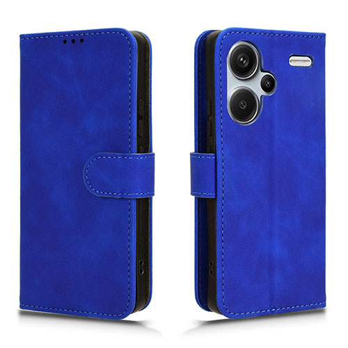 Leather Case Stands Flip Cover Holder L01Z for Xiaomi Redmi Note 13 Pro+ Plus 5G Blue