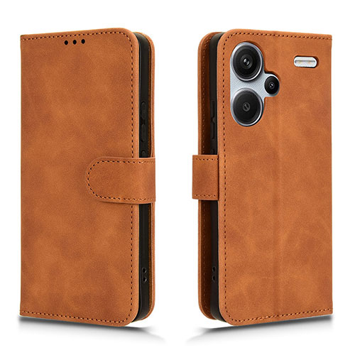 Leather Case Stands Flip Cover Holder L01Z for Xiaomi Redmi Note 13 Pro+ Plus 5G Brown