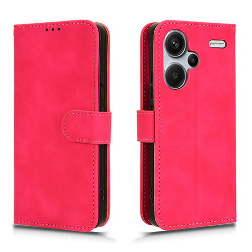 Leather Case Stands Flip Cover Holder L01Z for Xiaomi Redmi Note 13 Pro+ Plus 5G Hot Pink