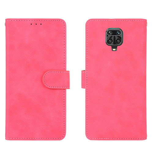 Leather Case Stands Flip Cover Holder L01Z for Xiaomi Redmi Note 9 Pro Max Hot Pink