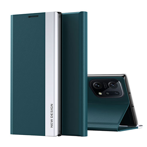 Leather Case Stands Flip Cover Holder L02 for Oppo Find X5 Pro 5G Green