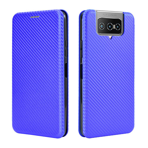 Leather Case Stands Flip Cover Holder L02Z for Asus Zenfone 7 Pro ZS671KS Blue