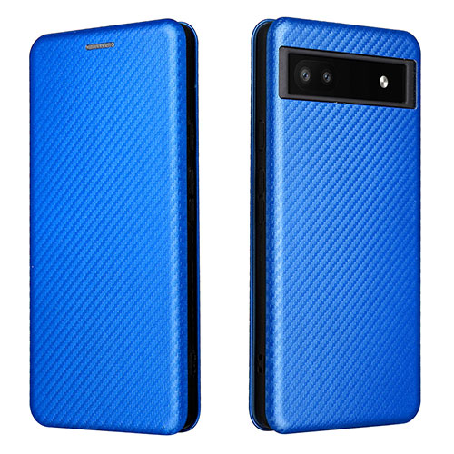 Leather Case Stands Flip Cover Holder L02Z for Google Pixel 6a 5G Blue