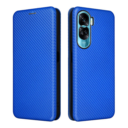 Leather Case Stands Flip Cover Holder L02Z for Huawei Honor 90 Lite 5G Blue