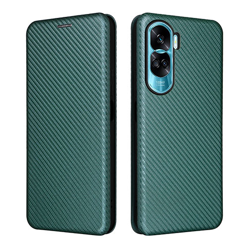 Leather Case Stands Flip Cover Holder L02Z for Huawei Honor 90 Lite 5G Green