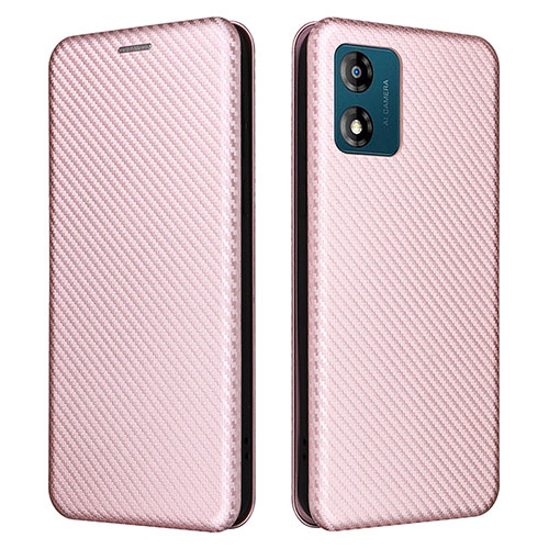 Leather Case Stands Flip Cover Holder L02Z for Motorola Moto E13 Rose Gold