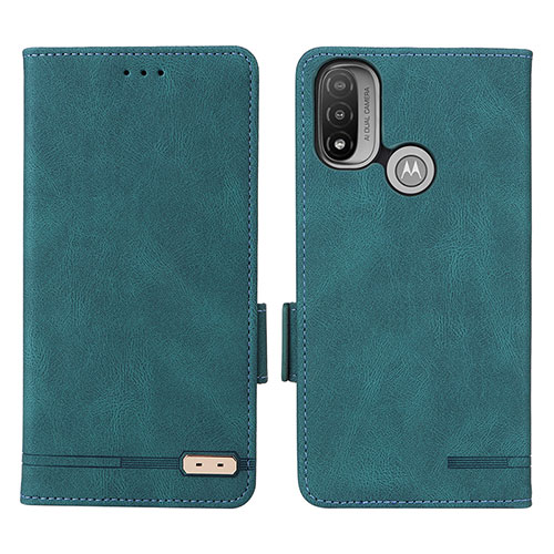 Leather Case Stands Flip Cover Holder L02Z for Motorola Moto E20 Green