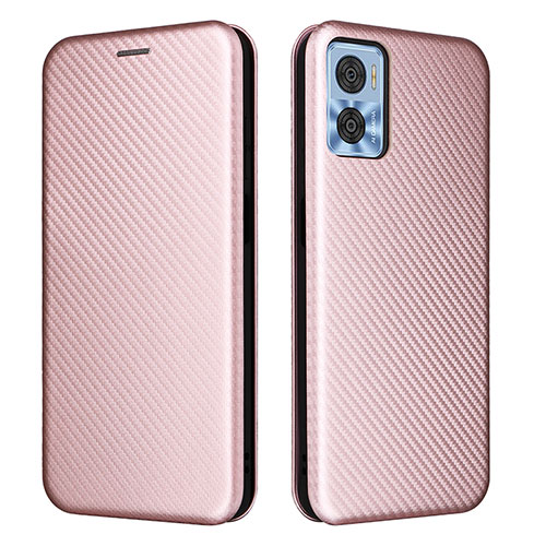 Leather Case Stands Flip Cover Holder L02Z for Motorola Moto E22 Rose Gold