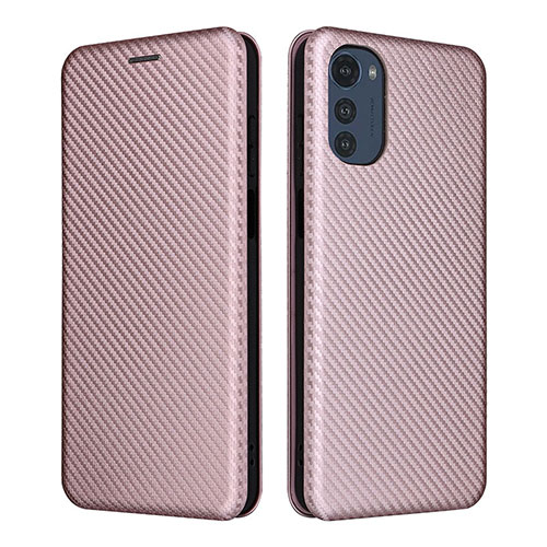 Leather Case Stands Flip Cover Holder L02Z for Motorola Moto E32 Rose Gold