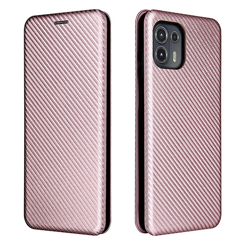 Leather Case Stands Flip Cover Holder L02Z for Motorola Moto Edge 20 Lite 5G Rose Gold