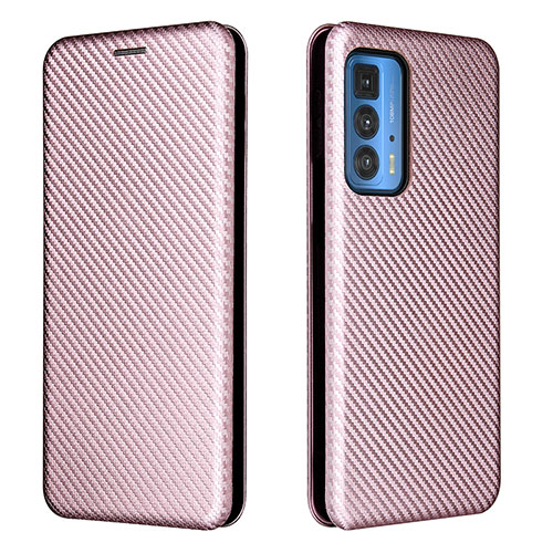 Leather Case Stands Flip Cover Holder L02Z for Motorola Moto Edge 20 Pro 5G Rose Gold