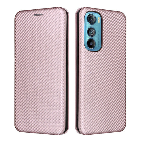 Leather Case Stands Flip Cover Holder L02Z for Motorola Moto Edge 30 5G Rose Gold