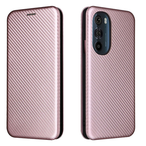 Leather Case Stands Flip Cover Holder L02Z for Motorola Moto Edge 30 Pro 5G Rose Gold