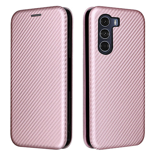 Leather Case Stands Flip Cover Holder L02Z for Motorola Moto Edge S30 5G Rose Gold