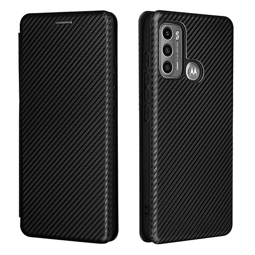 Leather Case Stands Flip Cover Holder L02Z for Motorola Moto G40 Fusion Black