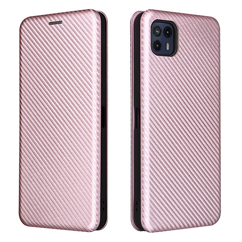 Leather Case Stands Flip Cover Holder L02Z for Motorola Moto G50 5G Rose Gold